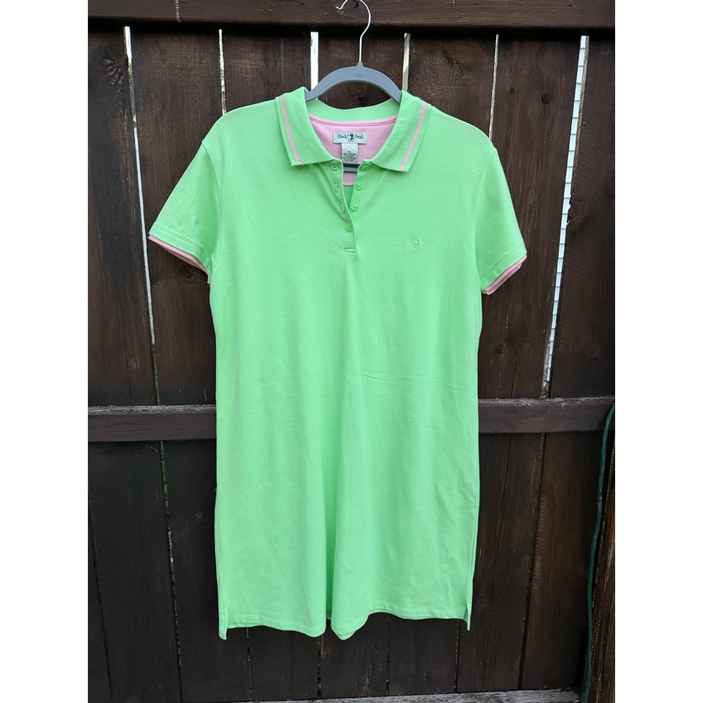 Duck Head Petite Womens Green Pink Polo Shirt Dress Golf Outfit Summer PL